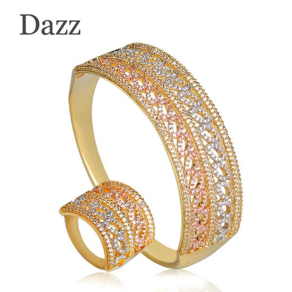 dazz three tone dubai style women jewelry set full cubic zircon hollow bangle bracelet finger ring sets copper wedding jewelry, Silver
dazz three tone dubai style women jewelry set full cubic zircon hollow bangle bracelet finger ring sets copper wedding jewelry, Silver