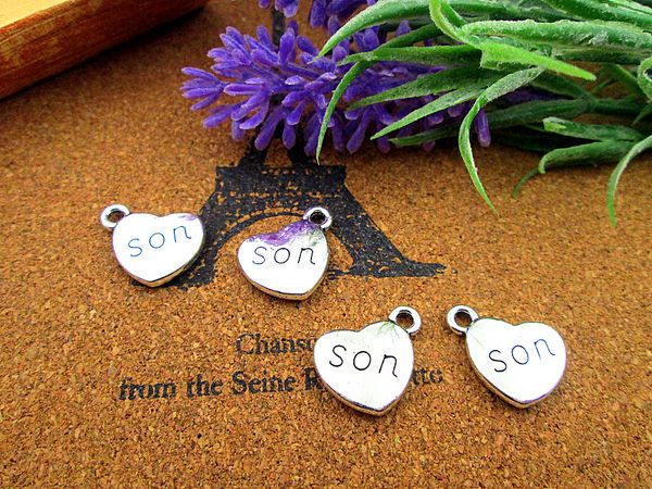 36pcs 18x15mm son charms, antique tibetan silver 2 sided son heart charm pendants, Bronze;silver
36pcs 18x15mm son charms, antique tibetan silver 2 sided son heart charm pendants, Bronze;silver
