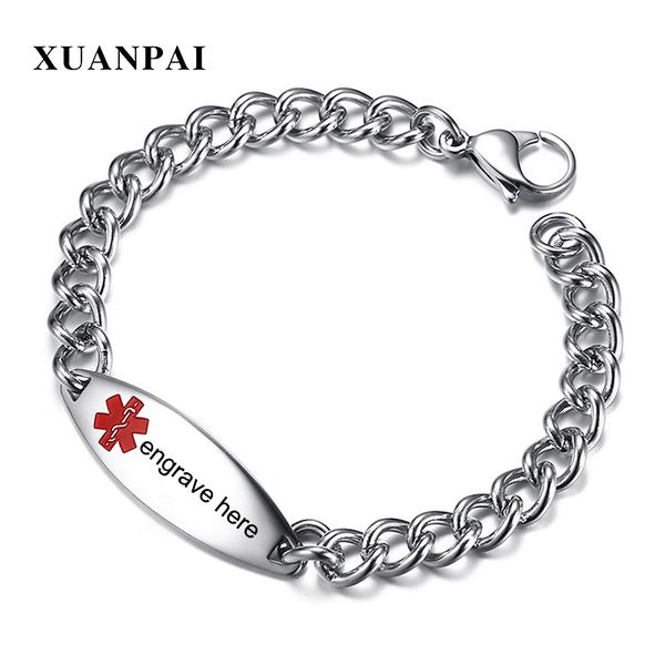 xuanpai laser medical alert id bracelets for women men stainless steel emergency tag jewelry bijoux, Golden;silver
xuanpai laser medical alert id bracelets for women men stainless steel emergency tag jewelry bijoux, Golden;silver