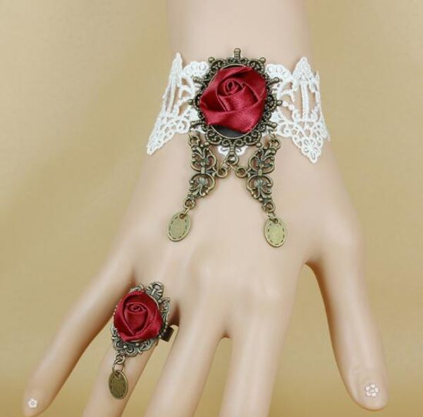 new goth vintage butterfly white lace wine red rose lady's bracelet band ring sen fashion classic exquisite elegance, Golden;silver
new goth vintage butterfly white lace wine red rose lady's bracelet band ring sen fashion classic exquisite elegance, Golden;silver