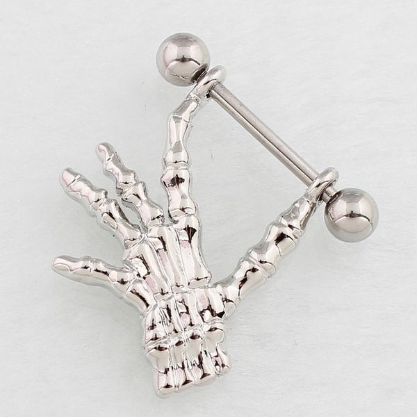 stainless steel minimalist puncture hand-type milk ring ghosts hypoallergenic medical stainless steel nipple jewelry hip-hop body puncture, Silver 
stainless steel minimalist puncture hand-type milk ring ghosts hypoallergenic medical stainless steel nipple jewelry hip-hop body puncture, Silver