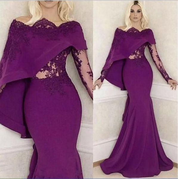 2018 vintage purple mermaid evening dresses lace long sleeves off shoulder satin prom dress with wrap, Black;red
2018 vintage purple mermaid evening dresses lace long sleeves off shoulder satin prom dress with wrap, Black;red