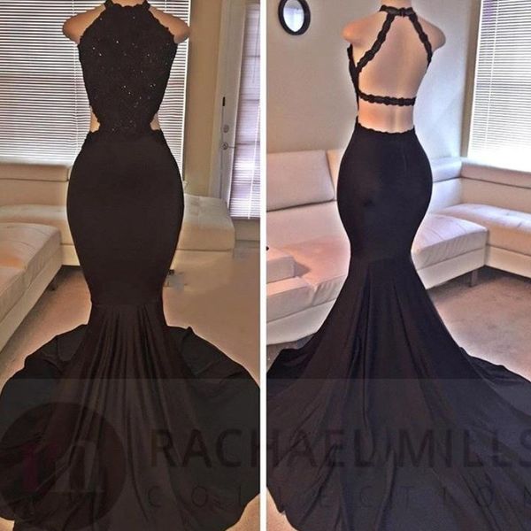 2k18 mermaid long prom dress halter neck lace applique backless slit satin evening dresses glamorous attractive sleeveless party dress, Black
2k18 mermaid long prom dress halter neck lace applique backless slit satin evening dresses glamorous attractive sleeveless party dress, Black