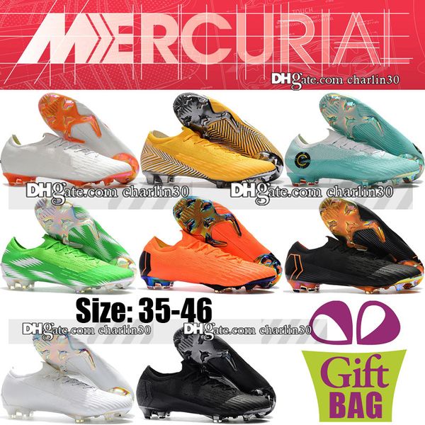 New Outdoor Boys Youth Football Cleats For Men Mercurial Vapor XII Elite FG Womens Soccer Shoes Kids Football Boots White Orange Black 35-46
New Outdoor Boys Youth Football Cleats For Men Mercurial Vapor XII Elite FG Womens Soccer Shoes Kids Football Boots White Orange Black 35-46