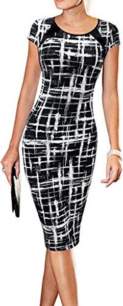 lunajany women's casual striped print wear to work office career sheath dress, Black;gray
lunajany women's casual striped print wear to work office career sheath dress, Black;gray