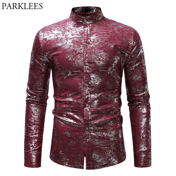 clouds foil print stand collar men shirt slim fit long sleeve dress shirt men casual wedding party henley male, White;black
clouds foil print stand collar men shirt slim fit long sleeve dress shirt men casual wedding party henley male, White;black