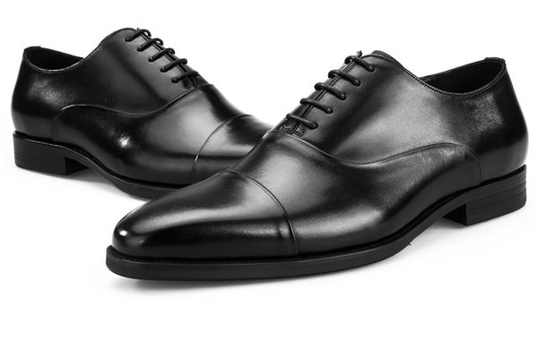 fashion black / brown formal oxfords shoes mens dress shoes genuine leather business mens wedding