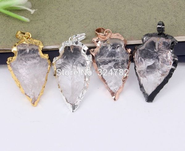 5pcs nature clear quartz crystal arrow pendant,metal mixed color arrowhead pendant beads for jewelry making, Black
5pcs nature clear quartz crystal arrow pendant,metal mixed color arrowhead pendant beads for jewelry making, Black