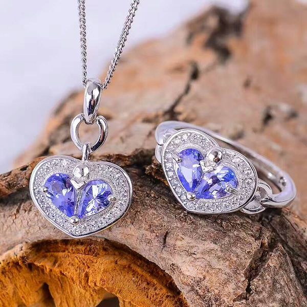 colife jewelry romantic tanzanite heart jewelry set natural tanzanite silver ring pendant set solid silver, Black
colife jewelry romantic tanzanite heart jewelry set natural tanzanite silver ring pendant set solid silver, Black