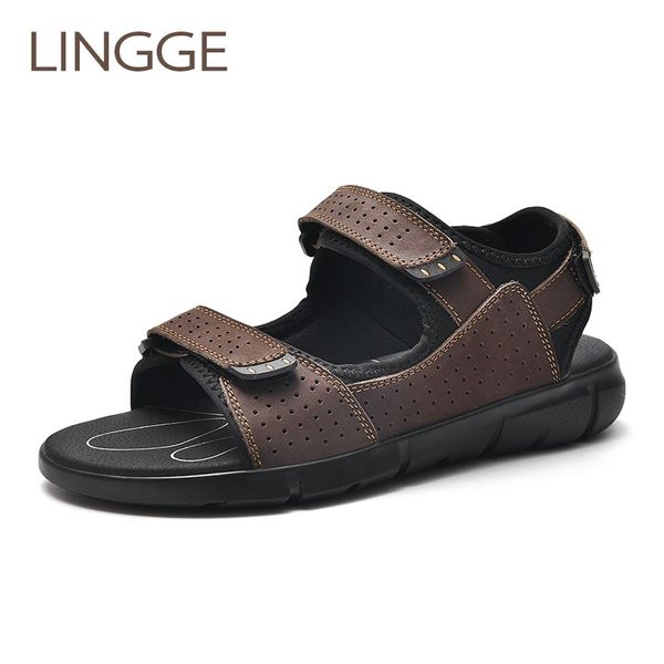 lingge new arrival men sandals summer breathable beach sandals for men genuine leather summer casual shoes big size 38-47, Black
lingge new arrival men sandals summer breathable beach sandals for men genuine leather summer casual shoes big size 38-47, Black