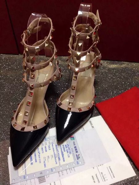2018 designer women high heels party fashion rivets girls pointed shoes dance shoes wedding shoes double straps sandals, Black
2018 designer women high heels party fashion rivets girls pointed shoes dance shoes wedding shoes double straps sandals, Black