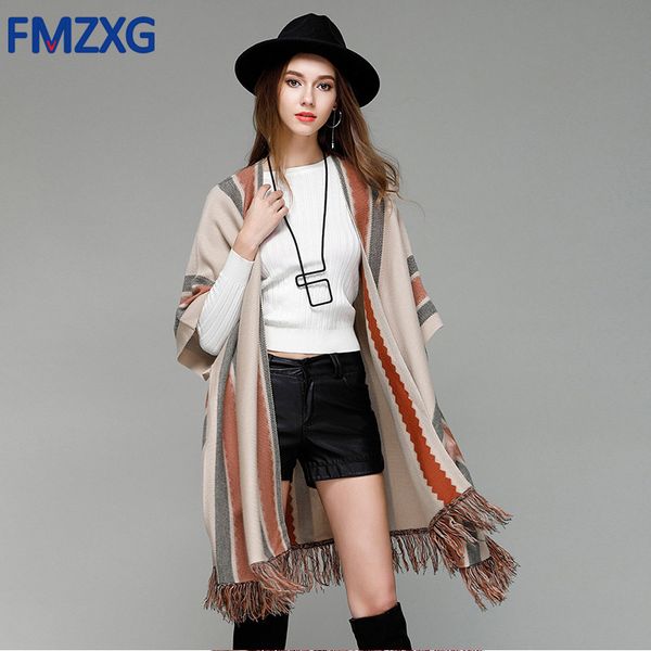 winter women striped cardigan poncho shawl women tassel knit cardigan sweater coat bat sleeve female sweater shawl cloak coat, White;black
winter women striped cardigan poncho shawl women tassel knit cardigan sweater coat bat sleeve female sweater shawl cloak coat, White;black