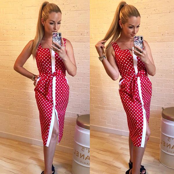 women new casual autumn buttons shirt dress sleeveless dot printing dresses straight knee -length summer dress vestidos, White;black
women new casual autumn buttons shirt dress sleeveless dot printing dresses straight knee -length summer dress vestidos, White;black
