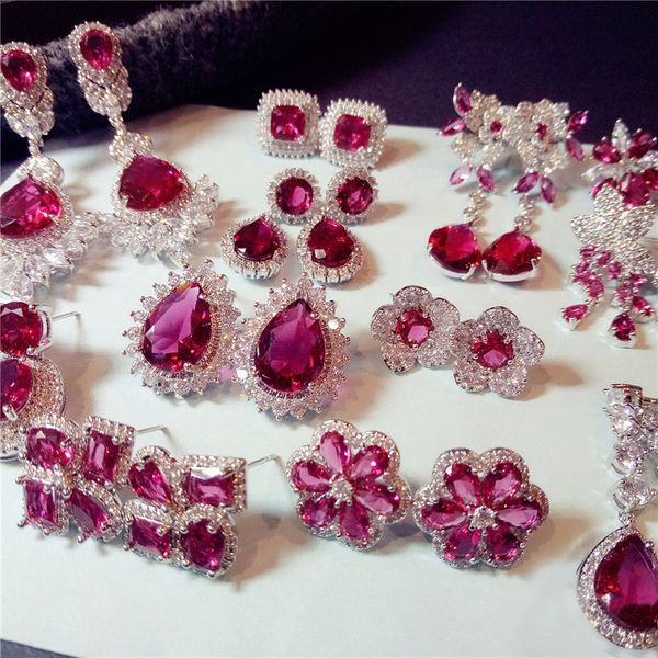eardrop earrings for women rose red ruby gemstone s925 sterling silver luxury hyperbole temperament fine jewelry wedding brincos, Golden;silver
eardrop earrings for women rose red ruby gemstone s925 sterling silver luxury hyperbole temperament fine jewelry wedding brincos, Golden;silver