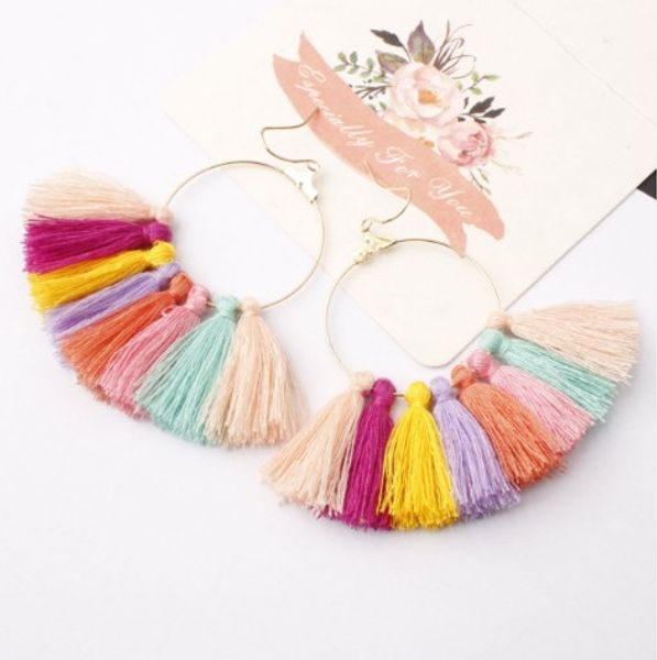 fan tassel earrings bohemian style dangle earrings cotton thread multi color fringe thread drop dangle earrings, Silver
fan tassel earrings bohemian style dangle earrings cotton thread multi color fringe thread drop dangle earrings, Silver