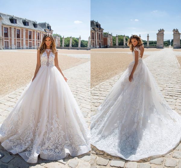 new arrival 2018 milla nova a-line wedding dresses with cap sleeves scoop neckline appliques beaded backless long bridal gowns, White
new arrival 2018 milla nova a-line wedding dresses with cap sleeves scoop neckline appliques beaded backless long bridal gowns, White