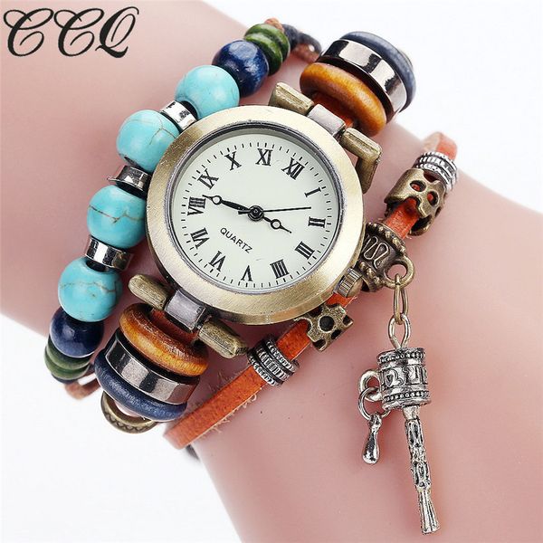 ccq vintage women beaded bell bracelet watch luxury leather women wristwatch quartz watches clock, Slivery;brown
ccq vintage women beaded bell bracelet watch luxury leather women wristwatch quartz watches clock, Slivery;brown