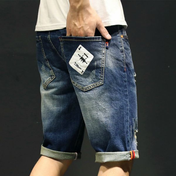 2018 wholesale summer denim shorts men's ripped hole moustache effect men's breeches loose casual short trousers, Blue
2018 wholesale summer denim shorts men's ripped hole moustache effect men's breeches loose casual short trousers, Blue