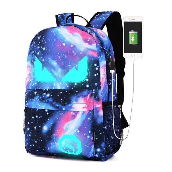 

Travel Backpack designer backpack USB Charge Night Luminous Male Polyester Backpack Outdoor Student Bag Four Patterns