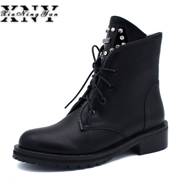 xiuningyan new fashion women ankle boots lace up zip chunky heels crystal rivet motorcycle boots autumn winter shoes size 35-42, Black
xiuningyan new fashion women ankle boots lace up zip chunky heels crystal rivet motorcycle boots autumn winter shoes size 35-42, Black