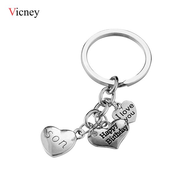 happy birthday son i love you key chain as birthday gift engraved initials fashion jewelry accessories three heart keychain, Silver
happy birthday son i love you key chain as birthday gift engraved initials fashion jewelry accessories three heart keychain, Silver