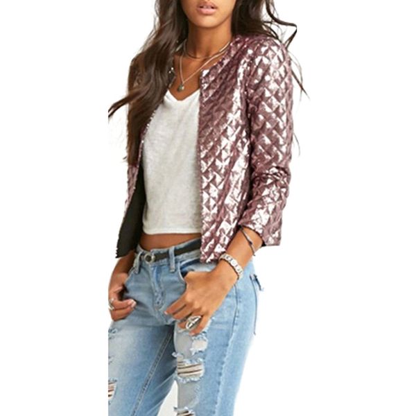 new spring style vogue women lozenge sequins jackets stylish solid gold/brown coat fashion short slim outwear wdc910, Black;brown
new spring style vogue women lozenge sequins jackets stylish solid gold/brown coat fashion short slim outwear wdc910, Black;brown