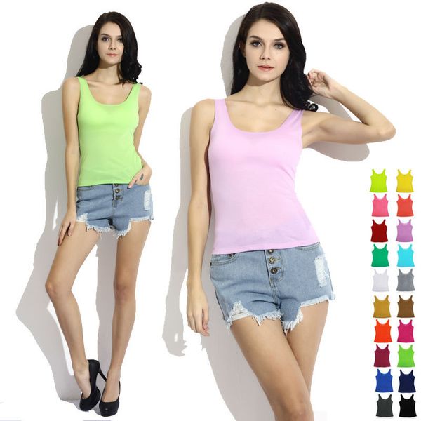 new summer women tanks candy color casual sleeveless o-neck woman's tank tees solid vest t -shirts, White
new summer women tanks candy color casual sleeveless o-neck woman's tank tees solid vest t -shirts, White