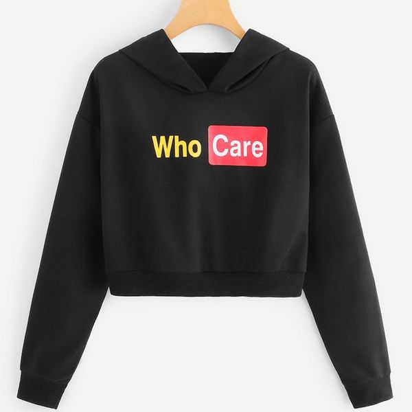 2018 autumn women hoodies fashion letter print short sweatshirt o neck ladies short pullover, Black
2018 autumn women hoodies fashion letter print short sweatshirt o neck ladies short pullover, Black