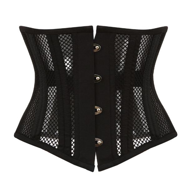2018 women full steel boned black corset bustier waist mesh under bust ing, Black;white
2018 women full steel boned black corset bustier waist mesh under bust ing, Black;white