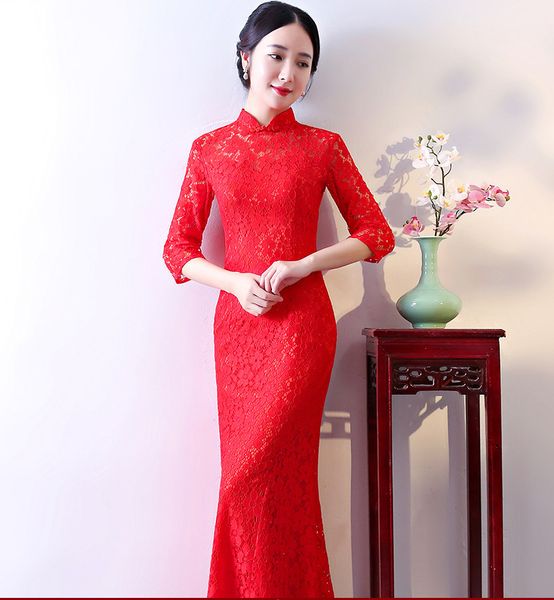 red bride cheongsam oriental wedding party evening dress chinese traditional womens qipao lace long robe retro vestidos
red bride cheongsam oriental wedding party evening dress chinese traditional womens qipao lace long robe retro vestidos