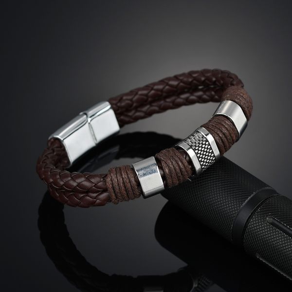 myelo punk style handmade wrap leather weaved double layer leather bracelets bicycle motorcycle delicate cool men male jewelry, White
myelo punk style handmade wrap leather weaved double layer leather bracelets bicycle motorcycle delicate cool men male jewelry, White