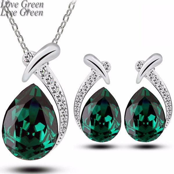 women`s day wedding bands bridal austrian crystal fashion fish bone water tear drop pendant necklace earrings jewelry sets 85307, Silver
women`s day wedding bands bridal austrian crystal fashion fish bone water tear drop pendant necklace earrings jewelry sets 85307, Silver