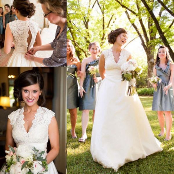 2020 spring lace satin wedding dress empire waist cap sleeve v neck sweep train romantic bridal gowns custom size, White
2020 spring lace satin wedding dress empire waist cap sleeve v neck sweep train romantic bridal gowns custom size, White