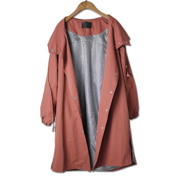 

2018 new spring autumn women loose long trench coat plus size solid overcoats street casual bf windbreaker female bat sleeved, Tan;black