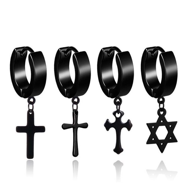 wholesale (477e) 316l titanium steel cross / six stars drop earrings for men black / white gold color, Silver
wholesale (477e) 316l titanium steel cross / six stars drop earrings for men black / white gold color, Silver