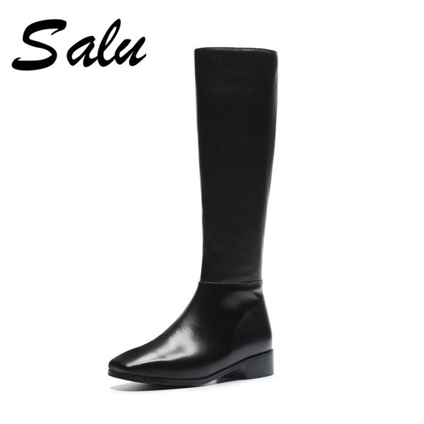 salu 2018 spring autumn winter square high heel knee high boots fashion genuine leather square heels zipper boots ladies new, Black
salu 2018 spring autumn winter square high heel knee high boots fashion genuine leather square heels zipper boots ladies new, Black
