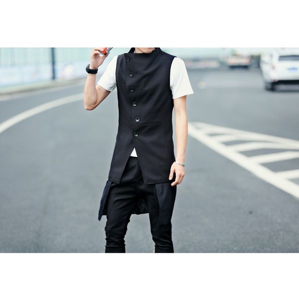 2018 new hair stylist fashion vest korean version of the slim trend nightclub long personality vest stage singer costumes, Black;white
2018 new hair stylist fashion vest korean version of the slim trend nightclub long personality vest stage singer costumes, Black;white