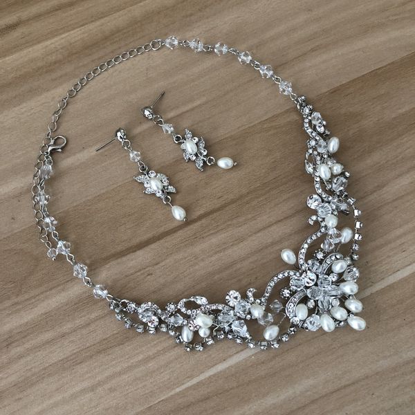 handmade wedding rhinestone pearl necklace stud earrings jewelry set for woman claw chain accessories crystal chain vintage set, Silver
handmade wedding rhinestone pearl necklace stud earrings jewelry set for woman claw chain accessories crystal chain vintage set, Silver