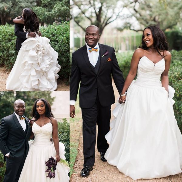 elegant a line wedding dresses strapless backless wedding bridal gowns custom made ruffles floor length country wedding dress, White
elegant a line wedding dresses strapless backless wedding bridal gowns custom made ruffles floor length country wedding dress, White