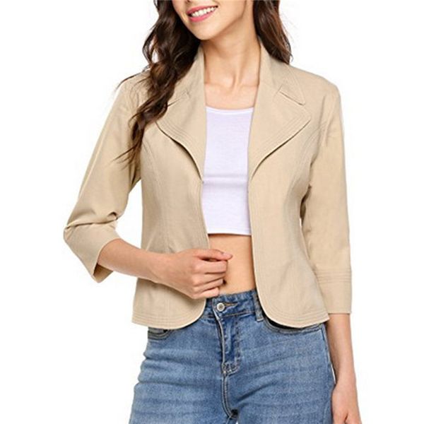 women fashion blazers solid 3/4 sleeve short slim female suits jackets lapel plus size femme coats office lady formal jacket, White;black
women fashion blazers solid 3/4 sleeve short slim female suits jackets lapel plus size femme coats office lady formal jacket, White;black