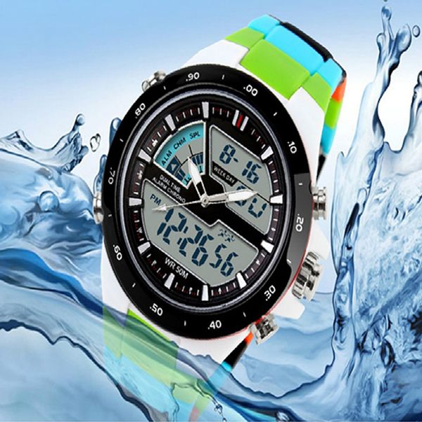 men waterproof sport digital analog dual time alarm date chronograph wrist watch smt 89, Slivery;brown
men waterproof sport digital analog dual time alarm date chronograph wrist watch smt 89, Slivery;brown