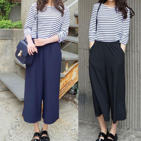 fashion spring summer women wide leg pants with pocket chiffon solid color high waist ladies girls loose casual trouser, Black;white
fashion spring summer women wide leg pants with pocket chiffon solid color high waist ladies girls loose casual trouser, Black;white
