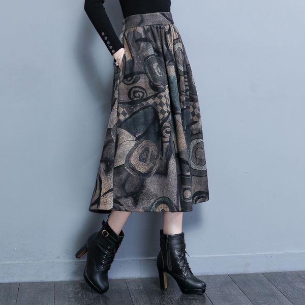 2018 women long skirts pleated maxi vintage faldas saia winter print blend wool cotton skirt autumn high waist plus size 4xl, Black
2018 women long skirts pleated maxi vintage faldas saia winter print blend wool cotton skirt autumn high waist plus size 4xl, Black