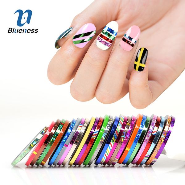 27 pcs/lot mixed colors 3mm nail rolls striping tape line sticker laser shinning diy decoration new nail transfer foils sticker, Black
27 pcs/lot mixed colors 3mm nail rolls striping tape line sticker laser shinning diy decoration new nail transfer foils sticker, Black