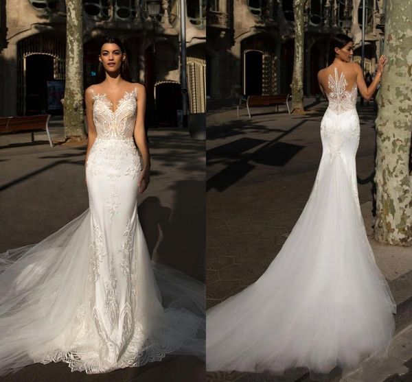 designer lace mermaid wedding dresses sheer neck lace applique sweep train wedding dress bridal gowns vestidos de novia, White
designer lace mermaid wedding dresses sheer neck lace applique sweep train wedding dress bridal gowns vestidos de novia, White