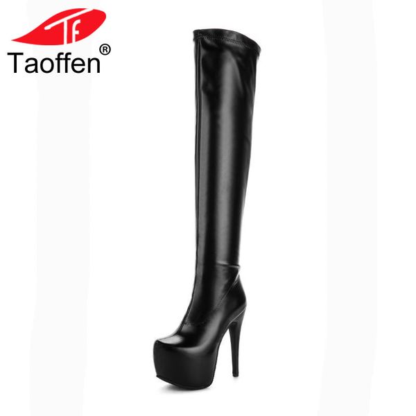 taoffen over the knee high boots women high heels slim finger platform shoes women fashion boots leather pu size 34-45, Black
taoffen over the knee high boots women high heels slim finger platform shoes women fashion boots leather pu size 34-45, Black