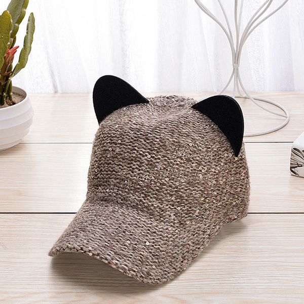 new fashion wool knit women's cat ears autumn and winter warm solid color baseball hat casual wild cute cap, Blue;gray
new fashion wool knit women's cat ears autumn and winter warm solid color baseball hat casual wild cute cap, Blue;gray