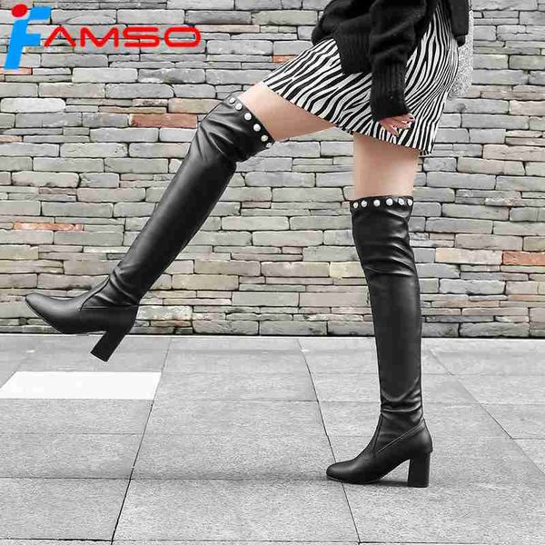famso 2018 new shoes women's boots black gray rivets thigh high boots winter female hoof heels motorcycle ooutside
famso 2018 new shoes women's boots black gray rivets thigh high boots winter female hoof heels motorcycle ooutside