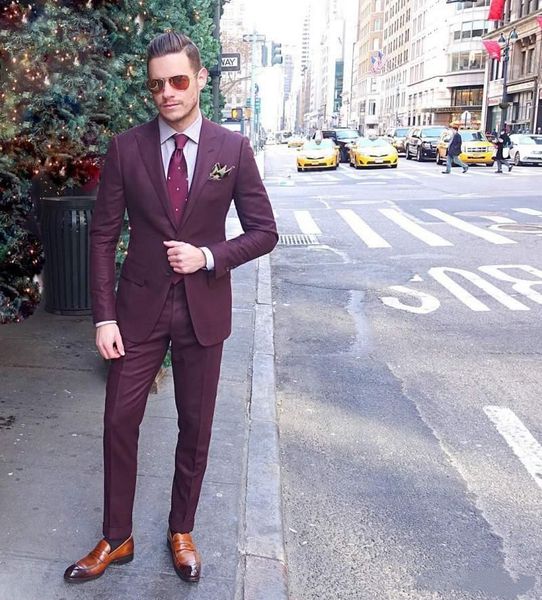 2018 burgundy mens suit for men custom made slim fit groomsmen tuxedos two pieces prom party suits(jacket+pants, Black;gray
2018 burgundy mens suit for men custom made slim fit groomsmen tuxedos two pieces prom party suits(jacket+pants, Black;gray