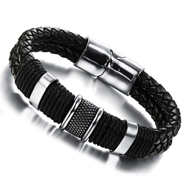 316l stainless steel hip hop style male charms bracelet wide braided leather with magnet buckle bracelets trendy jewelry, Black
316l stainless steel hip hop style male charms bracelet wide braided leather with magnet buckle bracelets trendy jewelry, Black
